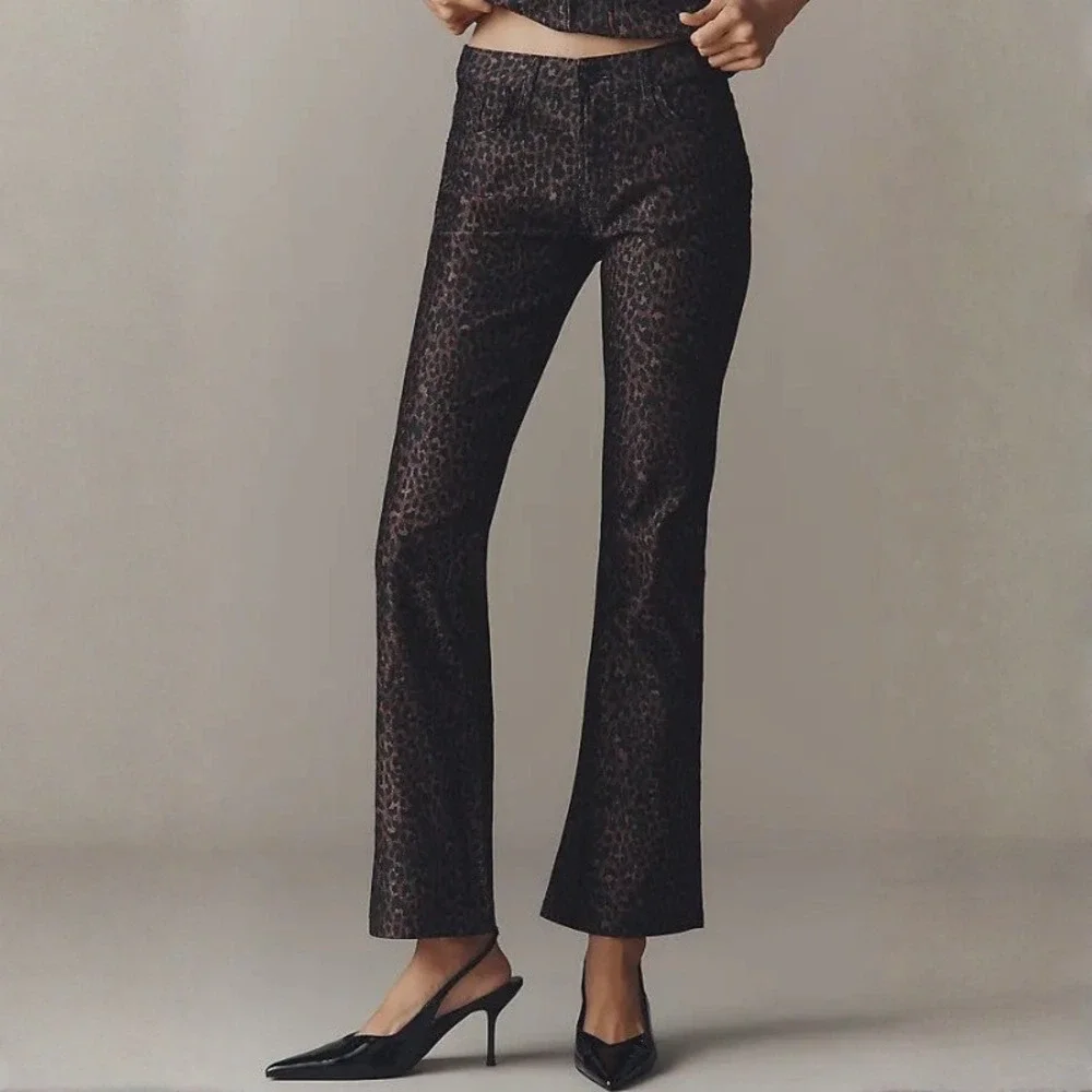 Anthropologie Pilcro High-Rise Animal Print Flare Jeans Leopard Flare Size 27